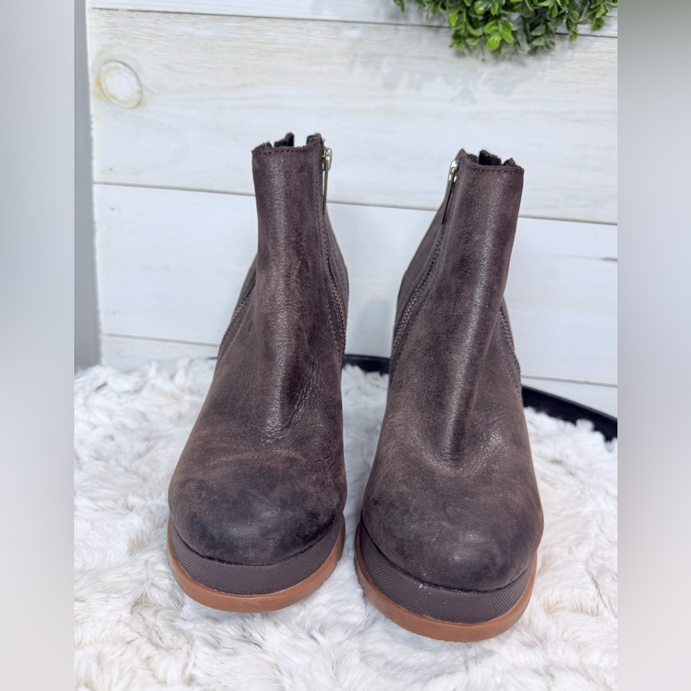 Sorel Blake Waterproof Leather Ankle Booties Blackened Brown Size 10 EUC - Picture 4 of 8